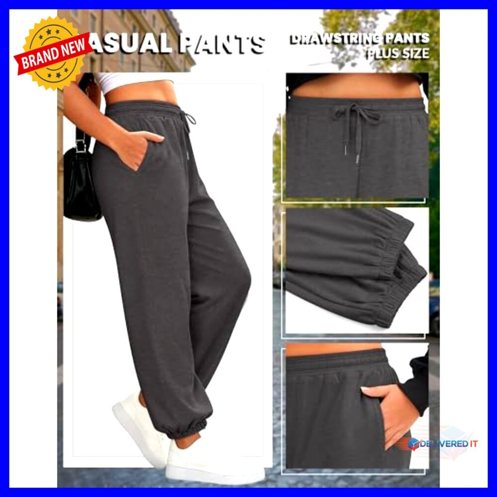 Plus Size Sweatpants 4 Pack Drawstring Joggers At… - image 4